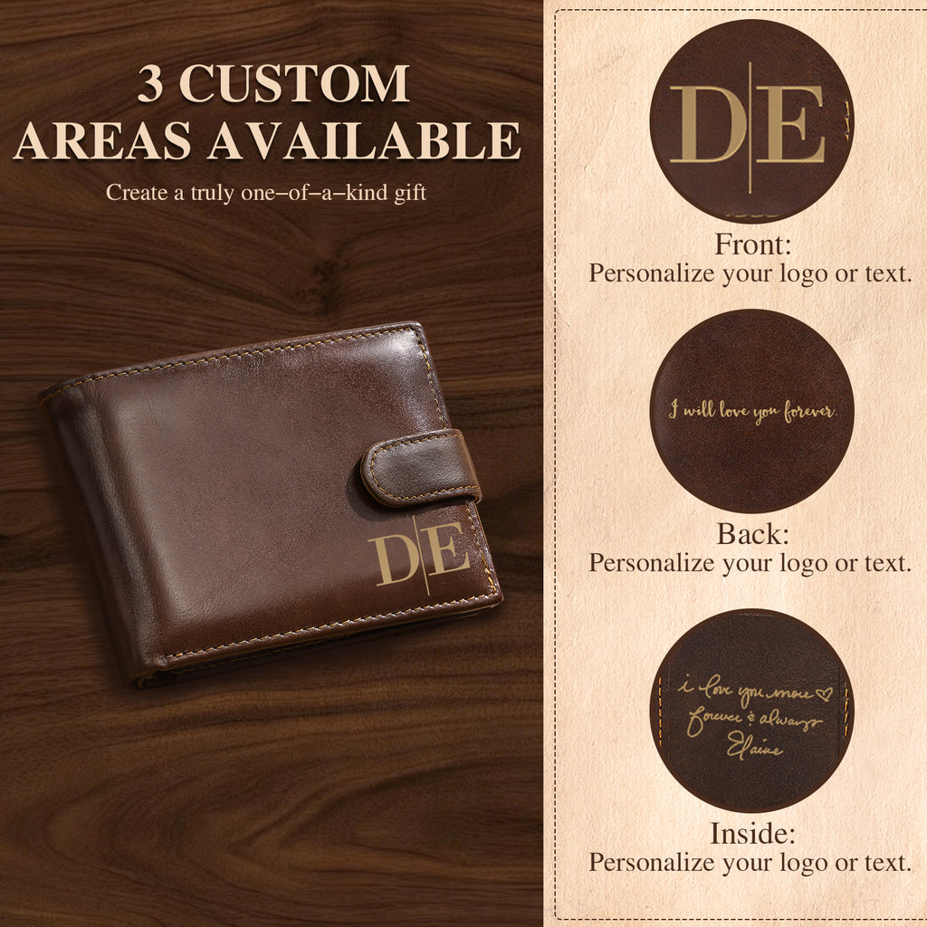 Custom Engraved Men's Wallet – Personalized Leather Bifold with RFID Blocking