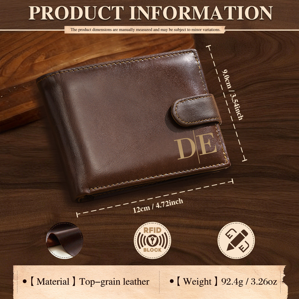 Custom Engraved Men's Wallet – Personalized Leather Bifold with RFID Blocking