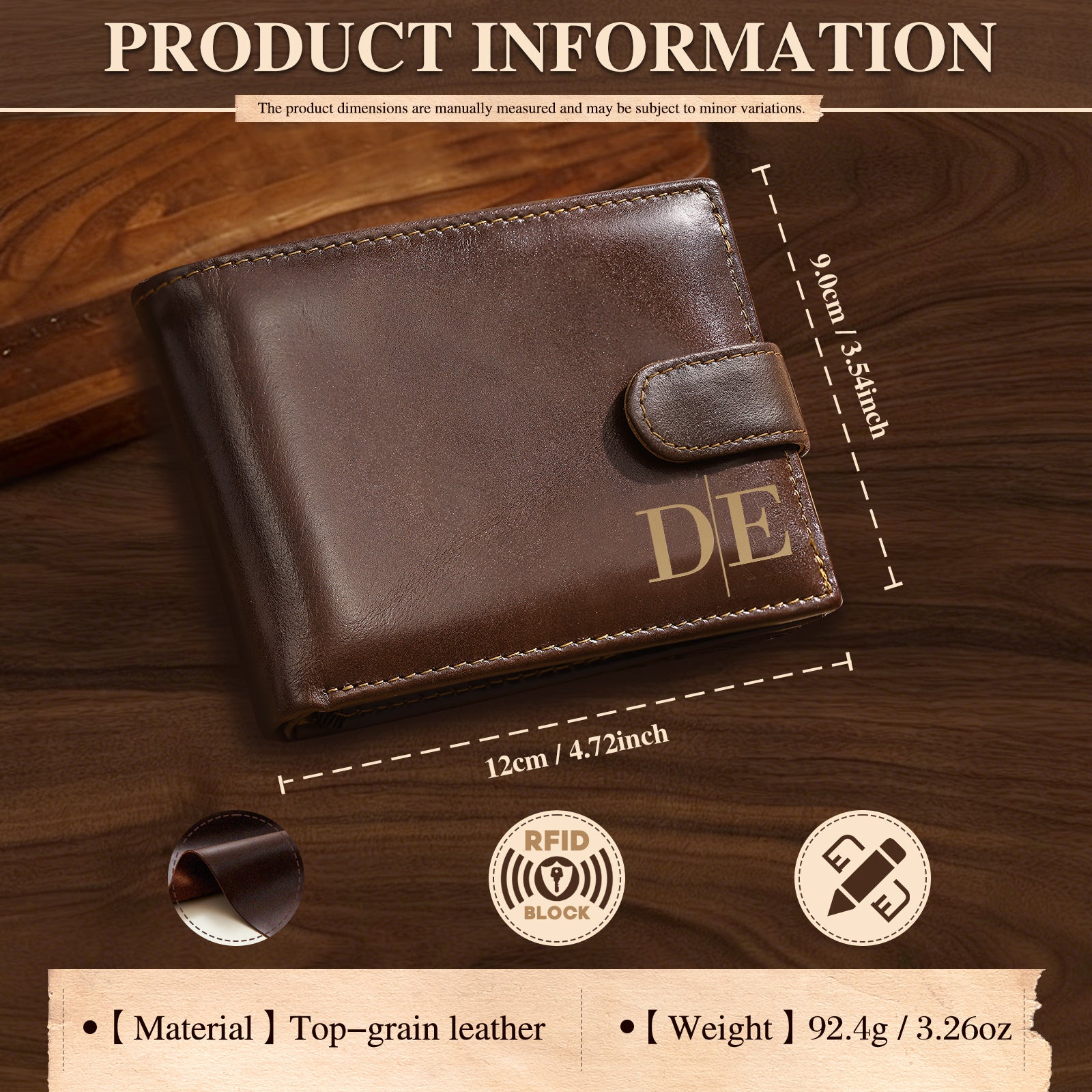 Custom Engraved Men's Wallet – Personalized Leather Bifold with RFID Blocking