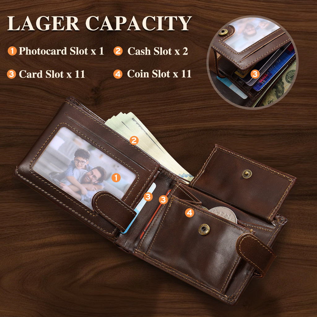 Custom Engraved Men's Wallet – Personalized Leather Bifold with RFID Blocking