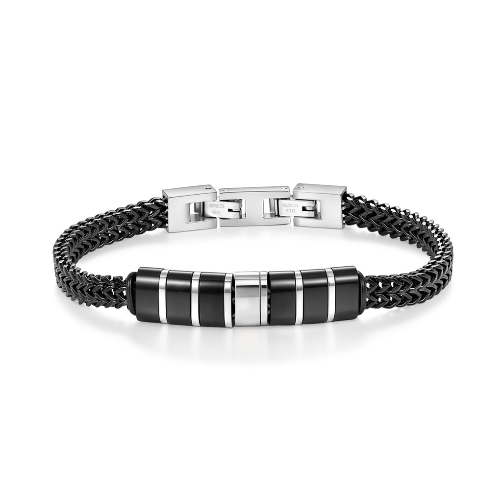 Men's Personalized Bracelet – Engraved Names, Dates & Icons, Adjustable Stainless Steel