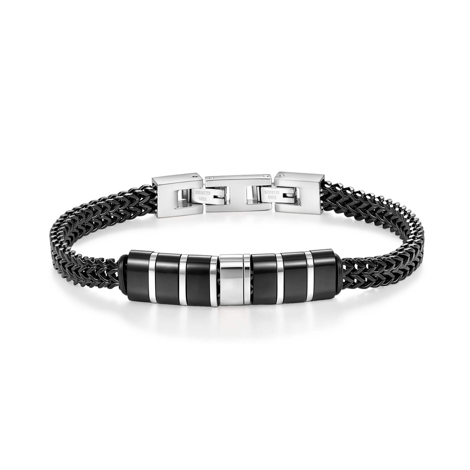 Men's Personalized Bracelet – Engraved Names, Dates & Icons, Adjustable Stainless Steel