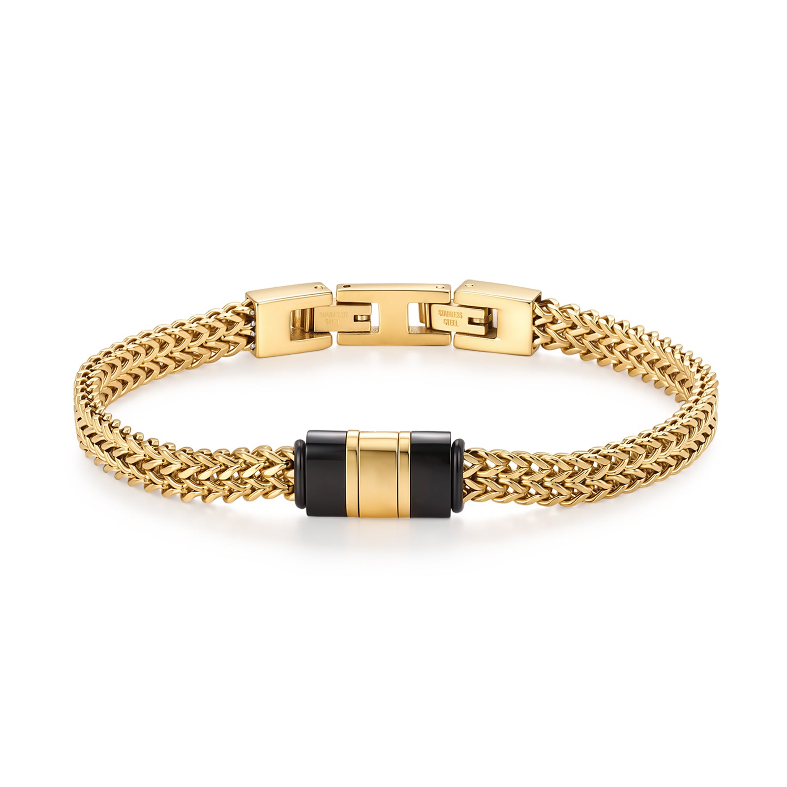 Men's Personalized Bracelet – Engraved Names, Dates & Icons, Adjustable Stainless Steel